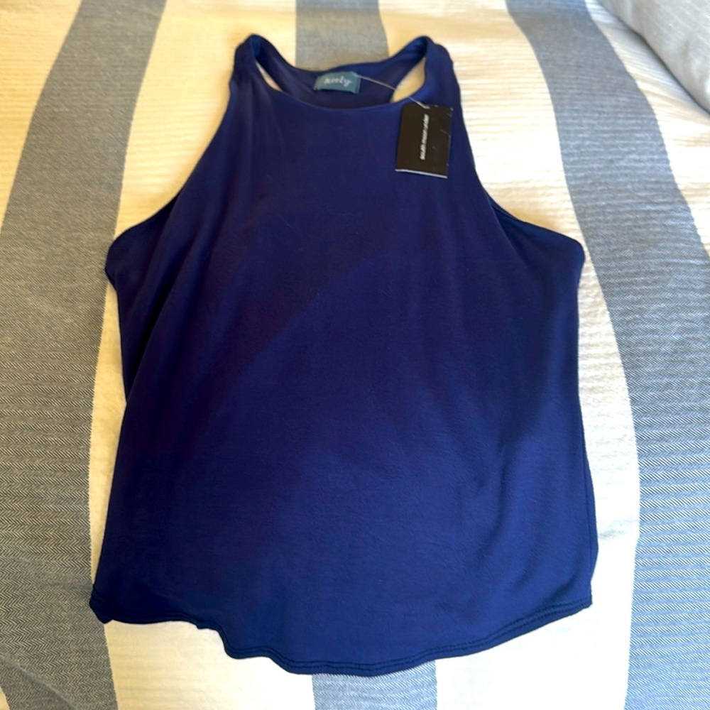 Neely from South Moon Under Navy Racer back tank top